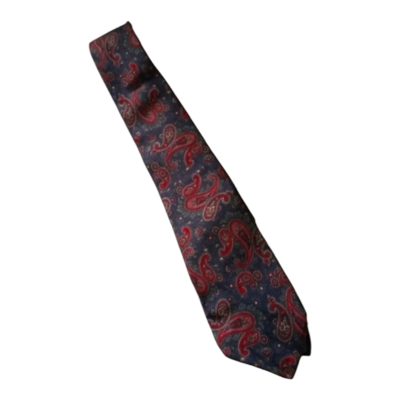 Dior Other - Christian Dior 100% Italian Silk Vintage Cornucopia Motif Dark Teal and Red Tie